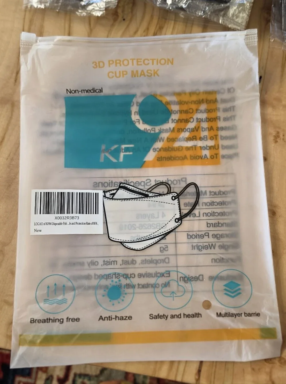 LOGAO Black KF94 3D Protection Cup Mask Individually Wrapped Set of 49 Masks New